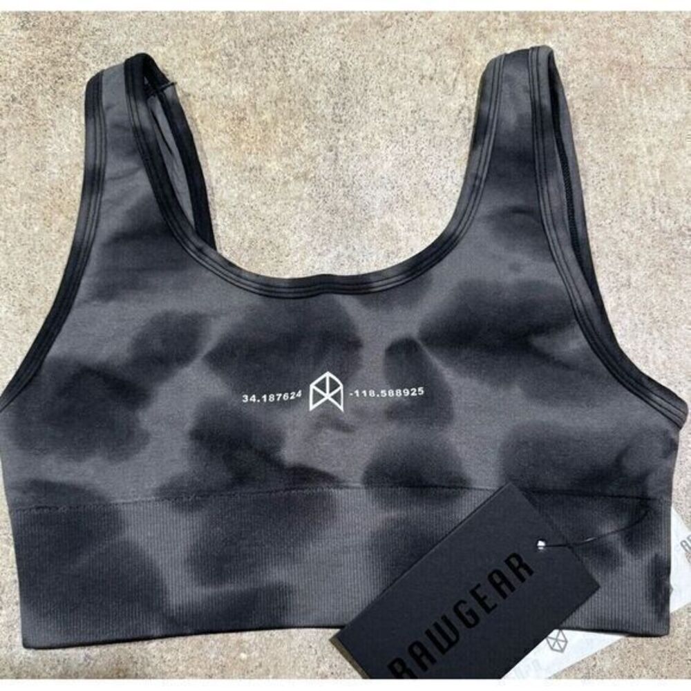 NEW RAWGEAR SPORTS BRA‎ X-Small. Gray Black Camo Pullover Comfort Wireless NWT